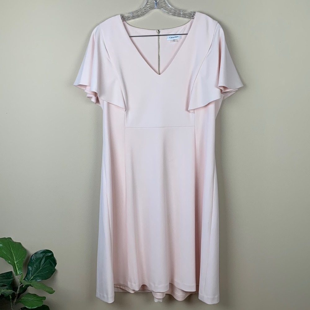 Calvin Klein Women’s Blush Light Pink Midi Dress Size 16
